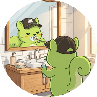 朝の身支度をするころがるくん