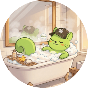 入浴でリラックスするころがるくん