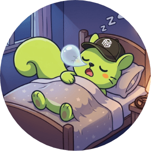 ベッドですやすや眠るころがるくん